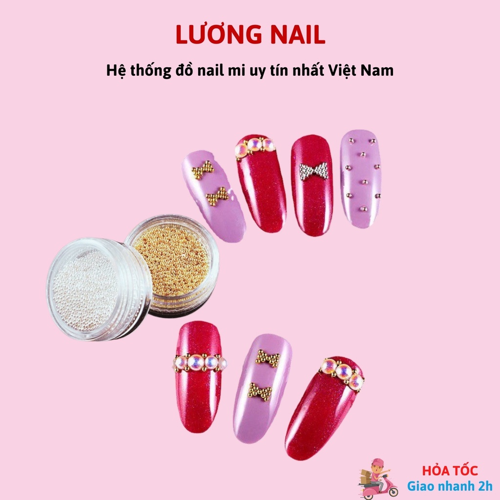 Bi sắt trang trí nail màu trắng-vàng