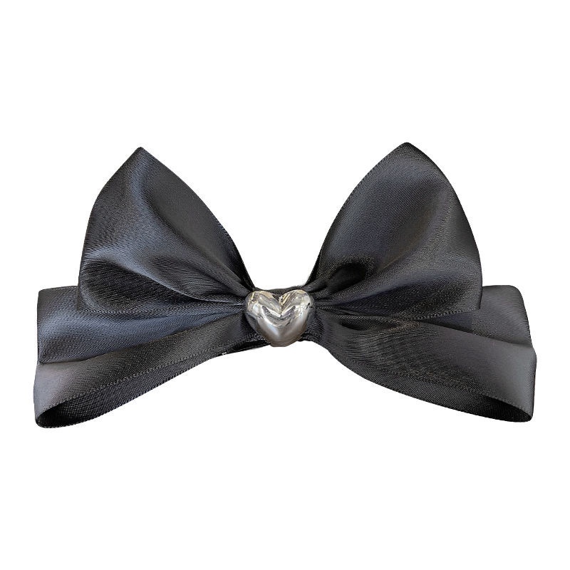 Kẹp Tóc Nơ Hình Trái Tim Ba Chiều Màu Đen Phong Cách Retro 2022 Cho Bé Gái