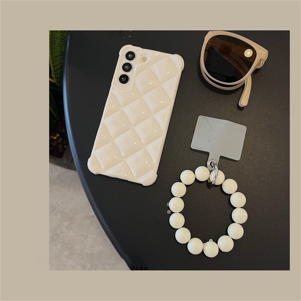 Ốp Điện Thoại Dẻo Họa Tiết Kẻ Ô / Hình Thoi Kèm Vòng Đeo Tay Sang Trọng Cho Samsung Galaxy S21 S22 PLUS S21 S22 Ultra