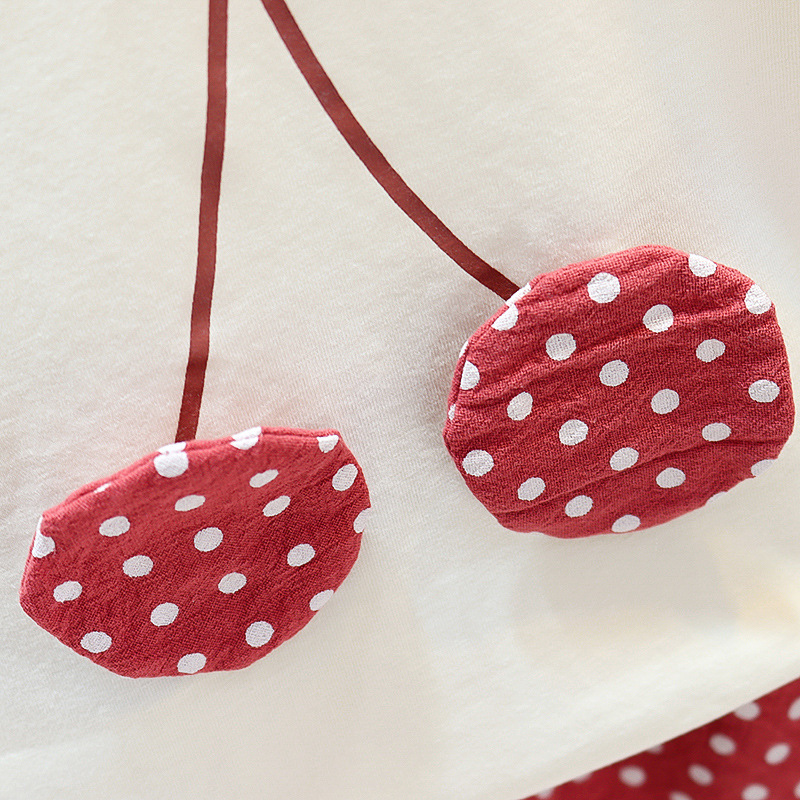 Áo Khoác Tay Ngắn Chất Cotton Hoạ Tiết Cherry Đáng Yêu Cho Bé
