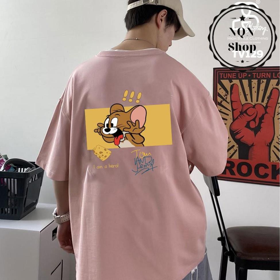 Áo Phom Rộng NQN Shop Áo Thun Nữ Nam Form Rộng Unisex Basic Streetstyle Nam Nữ Cotton Oversize In Chuột Jerry TV129 | BigBuy360 - bigbuy360.vn