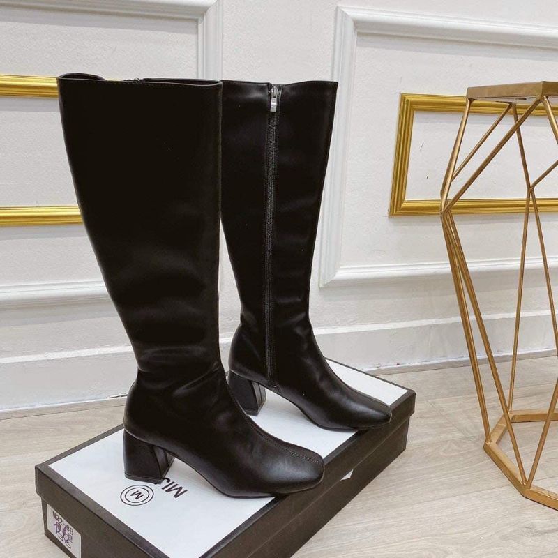 V(ẢNH THẬT) Boot Ống Cao Gót Ngựa 5p Da Mềm Êm Fullbox Dài Cao Cấp
