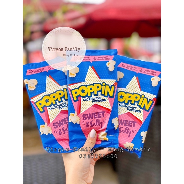 Bắp rang bơ quay lò vi sóng Poppin Microwave Popcorn Sweet Salty Úc