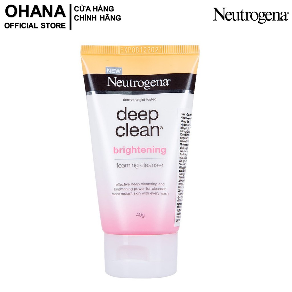 Sữa Rửa Mặt Neutrogena Làm Sạch Sâu Và Làm Sáng Da Neutrogena Deep Clean Brightening Foaming Cleanser 40g - Hồng