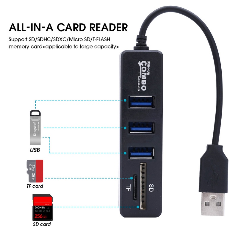 Bộ Chia USB 2.0 5 Trong 1 Siêu Tốc Độ 3 Cổng USB SD TF