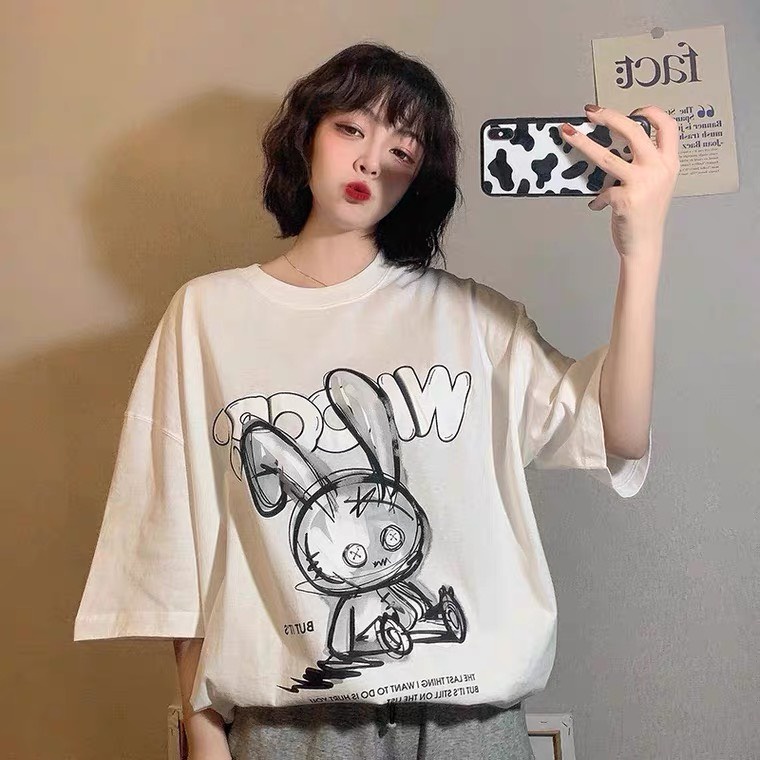 Áo thun cotton hình thỏ ngầu cute hai màu trắng đen  Áo phông nam nữ đẹp nhất, áo unisex đẹp, áo đôi đẹp