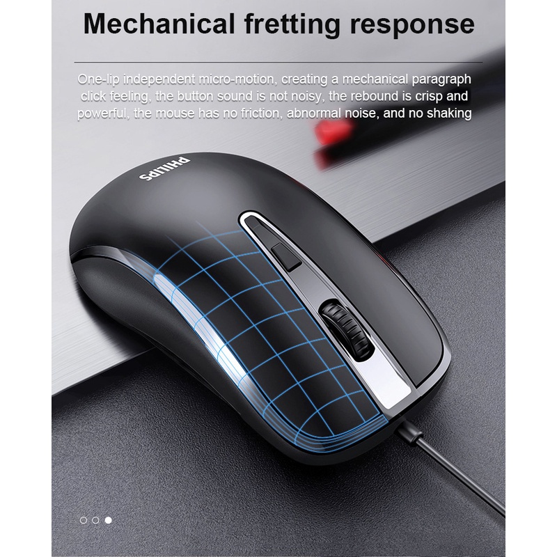 Philips Chuột Quang Chơi Game Có Dây Không Gây Tiếng Ồn