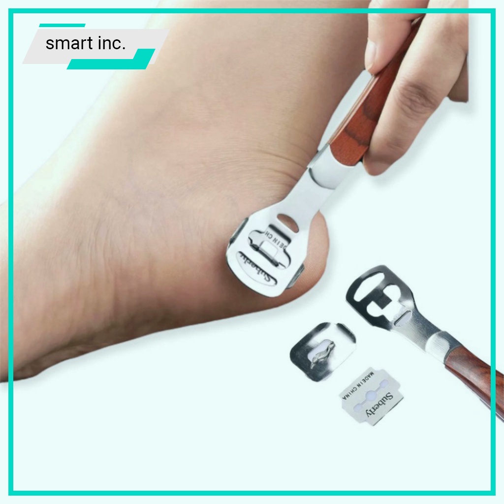 Cây Mài Gót Chân Inox Dụng Cụ Chà Gót Chân Tẩy Da Chết Làm Nail Kèm Dao Cạo