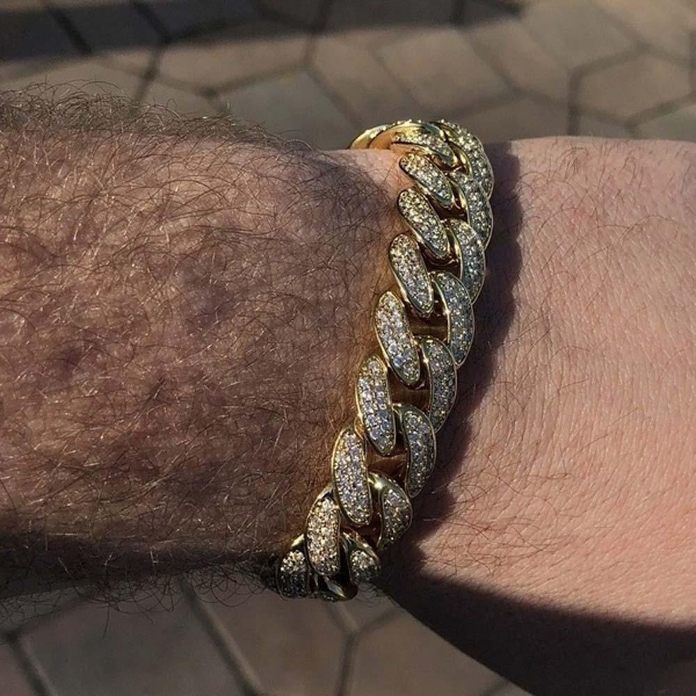 FORBETTER Vòng Tay Miami Đính Đá 12MM Thời Trang