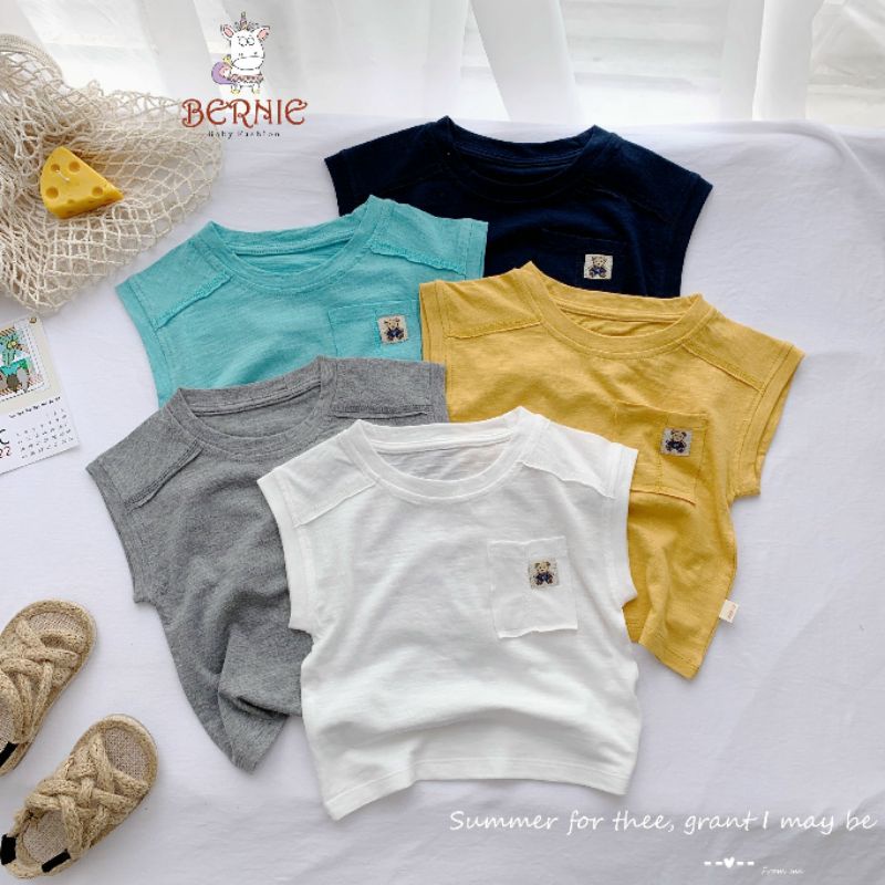 ÁO PHÔNG SÁT NÁCH CHẤT COTTON XƯỚC CHO BÉ TRAI 1 ĐẾN 6 TUỔI