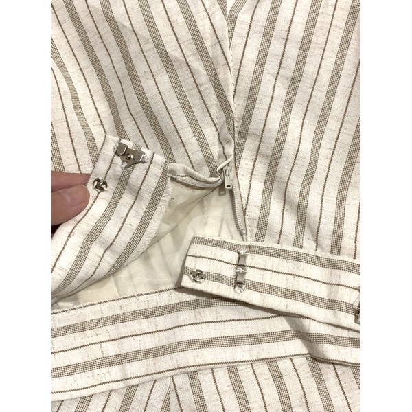 Rosy.Vintage| Chân váy Nhật chữ A xô sọc nâu