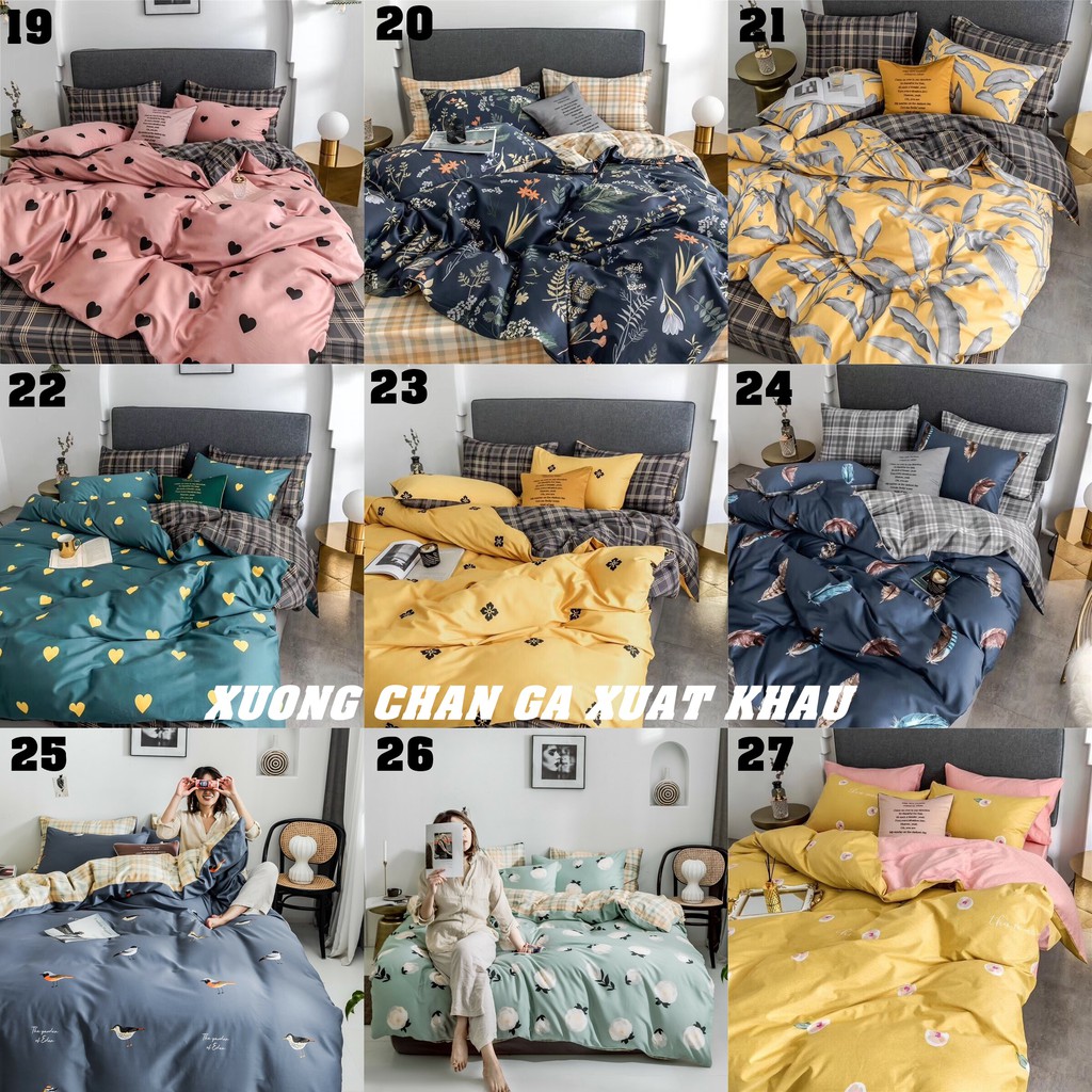 36 Sét chăn ga lụa Tencel 40s cao cấp (chát chọn mẫu với shop)