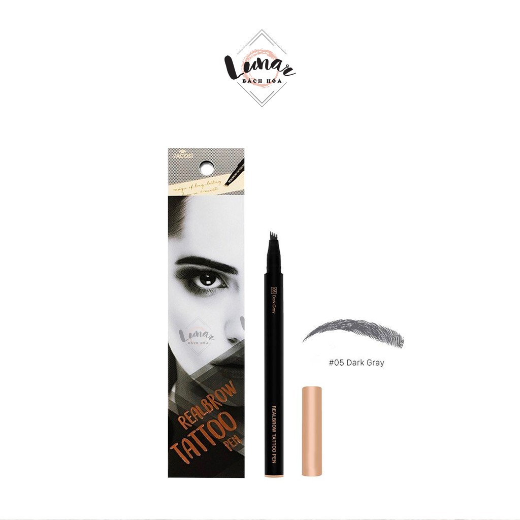 Bút Kẻ Mày Phẩy Sợi Vacosi Xám Đen VM14 No.05 Natural Real Brow Tattoo