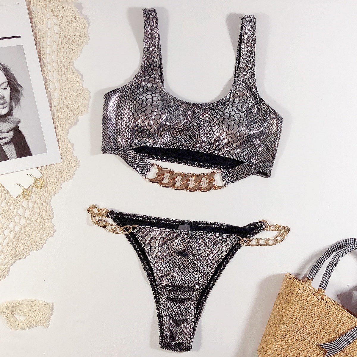 Bikini Hai Mảnh Kim Loại Gợi Cảm Cho Nữ | BigBuy360 - bigbuy360.vn