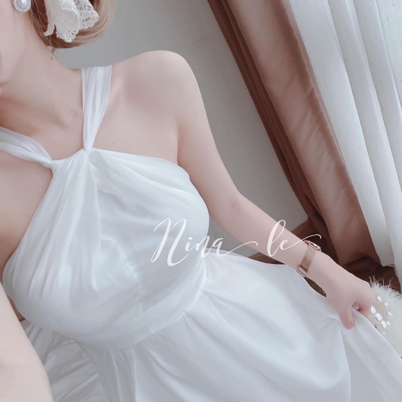 Đầm midi xoắn cổ dự tiệc KC