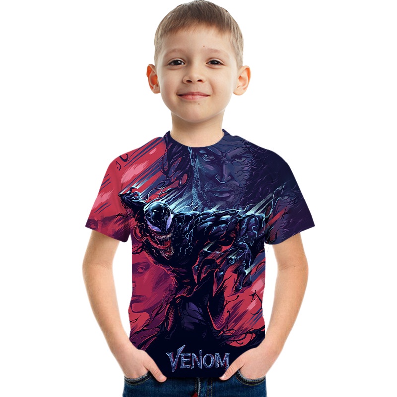 Áo thun in họa tiết Venom 3D thời trang mùa hè dành cho trẻ em