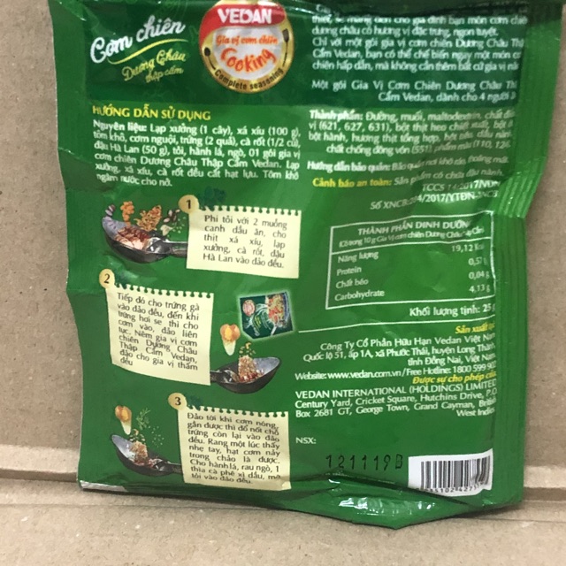 [25 g] Túi Gia Vị Cơm Chiên Dương Châu Thập Cẩm Vedan