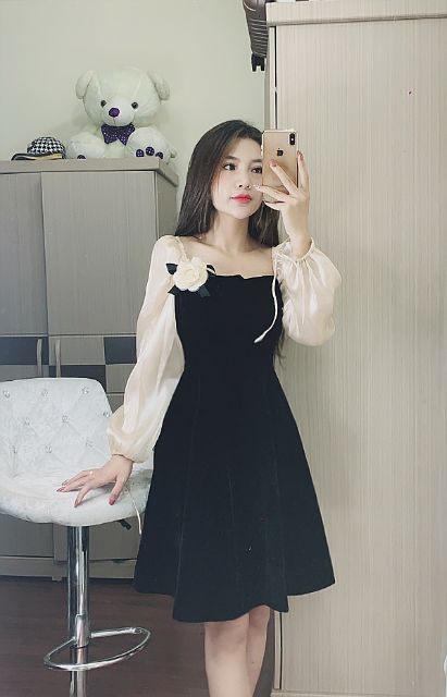 Váy nhung phối organz | BigBuy360 - bigbuy360.vn