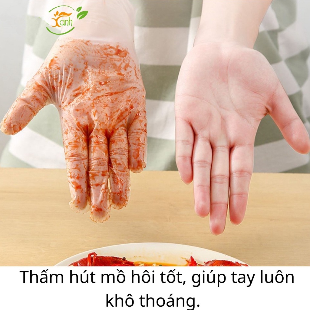 Hộp 100 chiếc găng tay Cao Su TPE siêu dai không thấm nước, Bao tay cao su làm bếp an toàn tiện lợi
