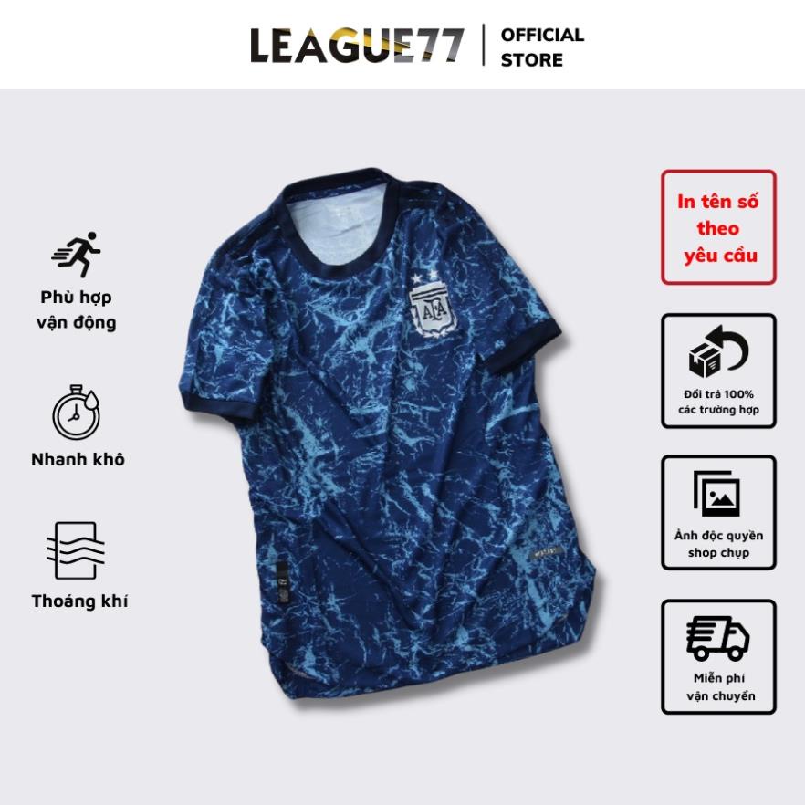 Quần Áo Bóng Đá A.rgentina 21/22 - Mẫu Tập Vải Gai Lưới Nhập Thái Màu Xanh Loang Form Thi Đấu Size Châu Âu !