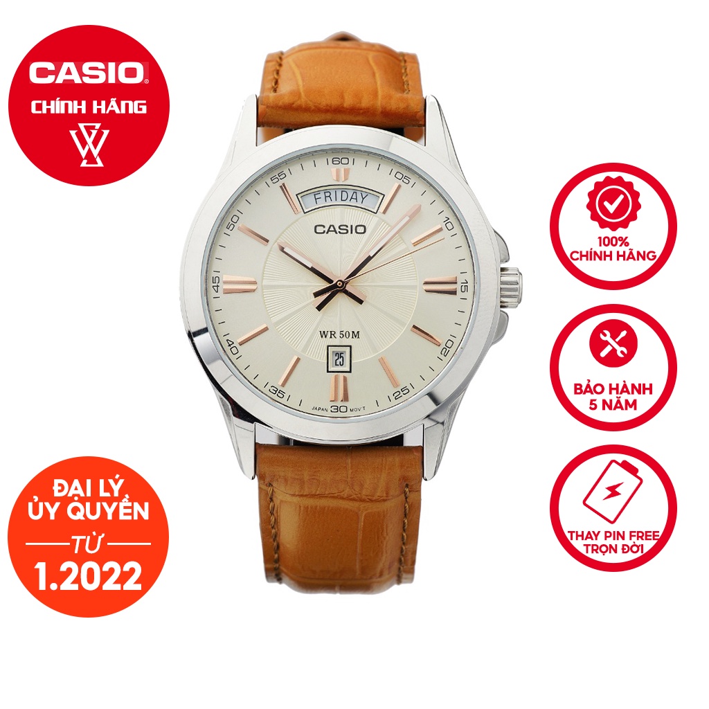 Đồng Hồ Quartz Nam Casio WATCHSTORE MTP-1381L-9AVDF Thiết Kế Mặt Kính Khoáng 40mm, Dây Da Và Vỏ Thép Không Gỉ
