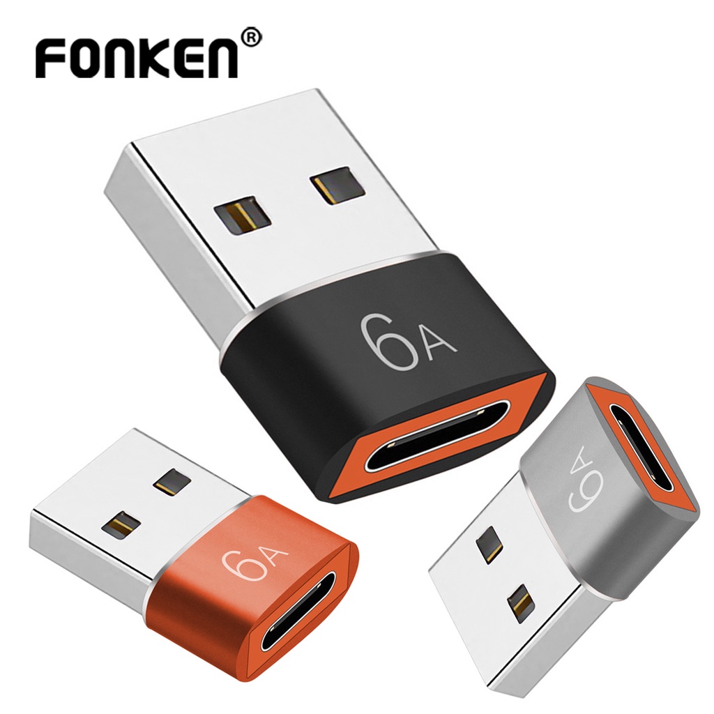 Đầu chuyển đổi Fonken USB sang cổng USB Type C OTG 6A thích hợp cho Macbook Samsung Huawei
