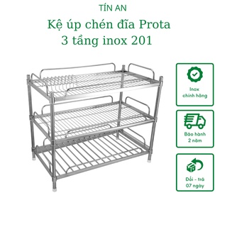 Kệ inox úp chén dĩa Prota 3 tầng lắp ráp, inox chính hãng, hạn chế gỉ sét, độ bền cao