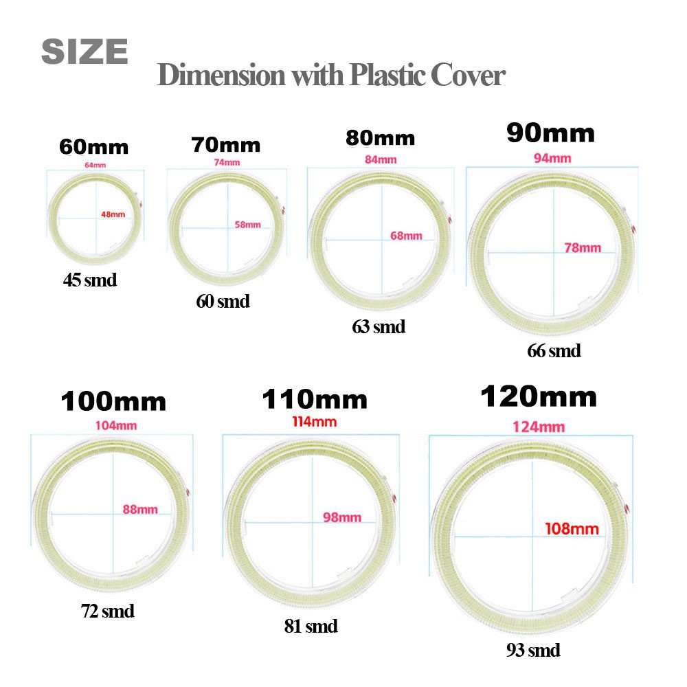 1 Đèn Pha LED Dạng Vòng Halo 9-30V 60MM 70MM 80MM 90MM 100MM 110MM 120MM Cho Xe Hơi / Xe Máy