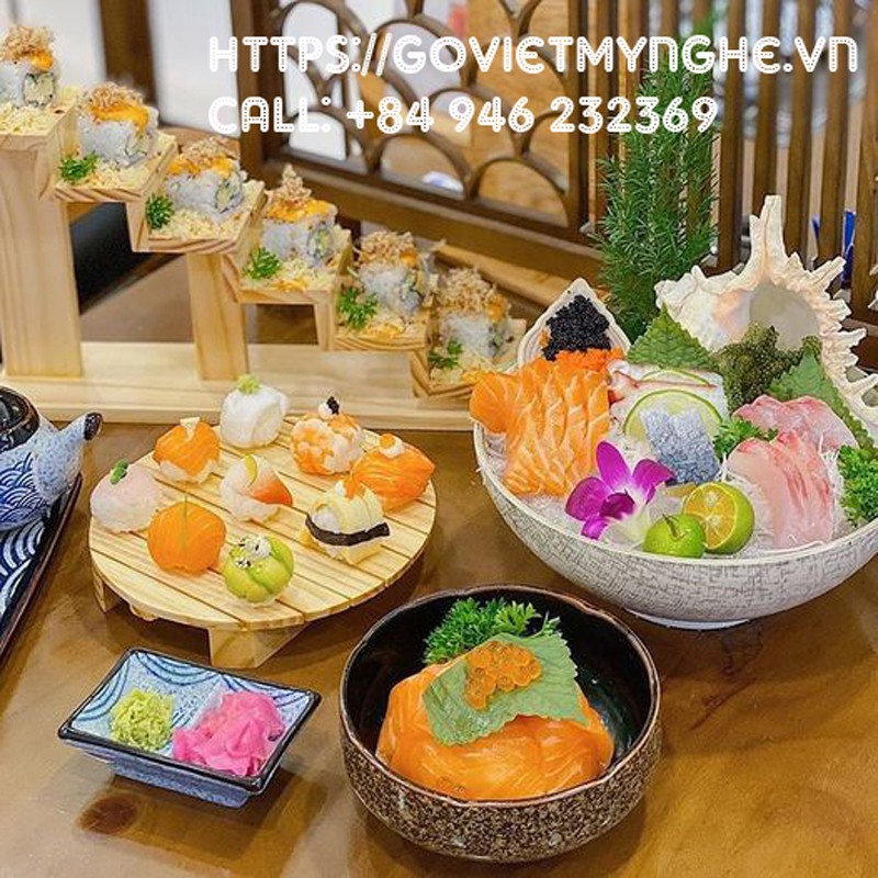 Khay Gỗ Bậc Thang Trang Trí Sushi - Sashimi Nhật Bản - 6 Tầng S - Gỗ Thông tự nhiên