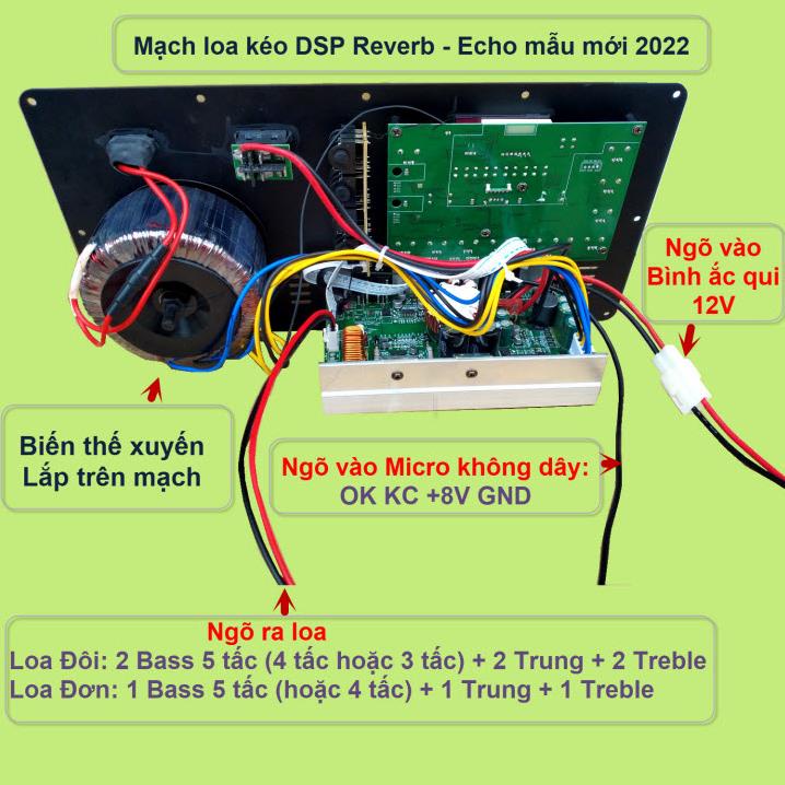 Mạch loa kéo 5 tấc đơn 3 đường tiếng Reverb DSP chạy FET công suất 200W 8 ôm – 400W 4 ôm - VR Ngang