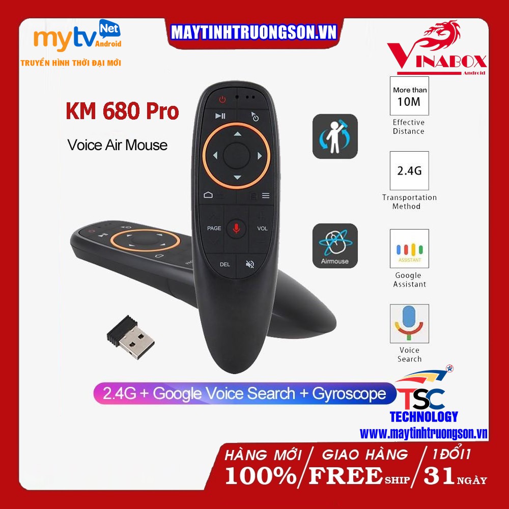 Điều Khiển Giọng Nói Android Box VINABOX KM680 Pro - Remote Voice | Chính Hãng Vinabox