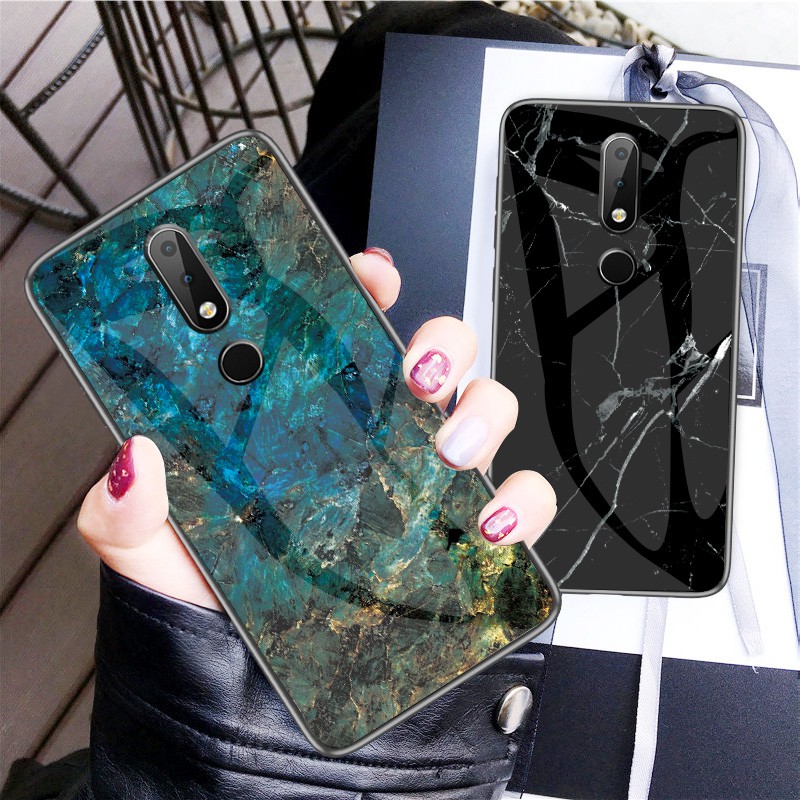 Tempered glass Marble For Nokia X6 7 Plus 3.1 7.1 X7 4.2 1 X71 9 Cover Casing