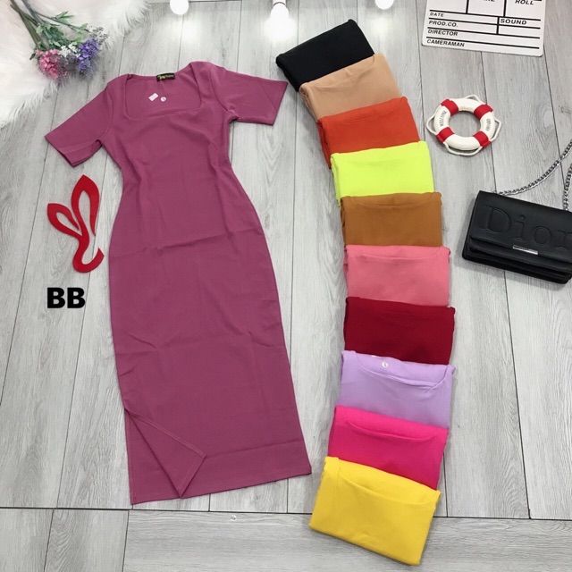 Đầm thun ôm cổ U