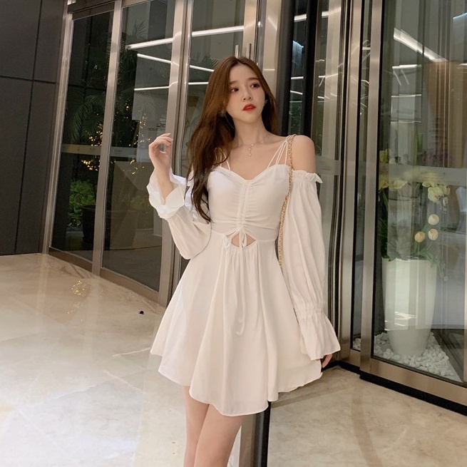 Đầm dáng xòe hai dây Emilyshop ulzzang