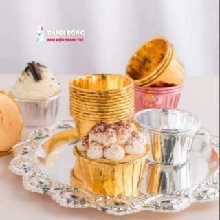 Lốc 100c Cupcake Giấy Xếp Vàng Bạc Đáy 5cm