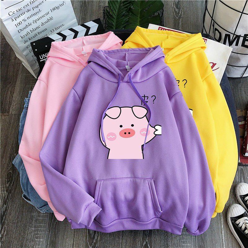 ÁO HOODIE UNSEX NỈ BÔNG IN CON HEO DỄ THƯƠNG