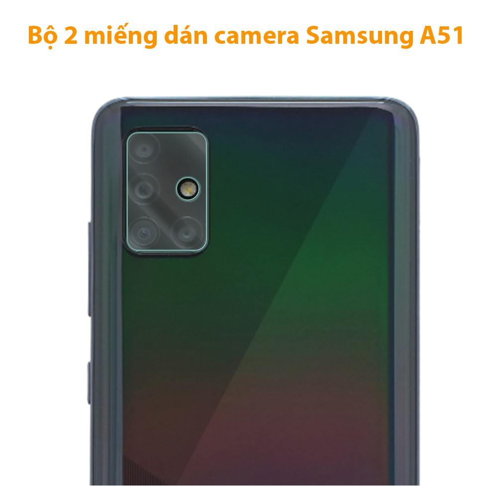 Bộ 2 miếng dán cường lực camera cho Samsung A51, A71 có lỗ đèn Flash