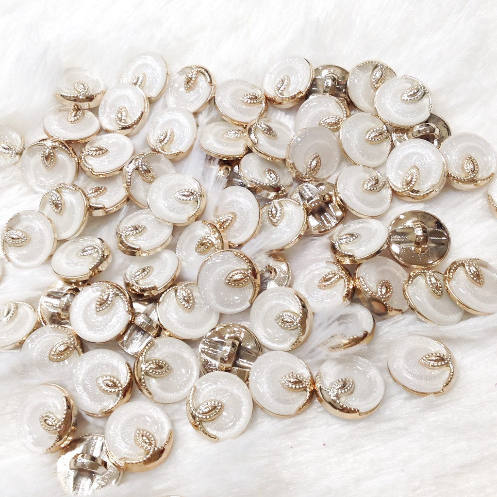 Nút áo dạ khuy veston ánh xà cừ kim tuyến thạch mắt mèo lấp lánh viền vàng Cúc tweed sang trọng