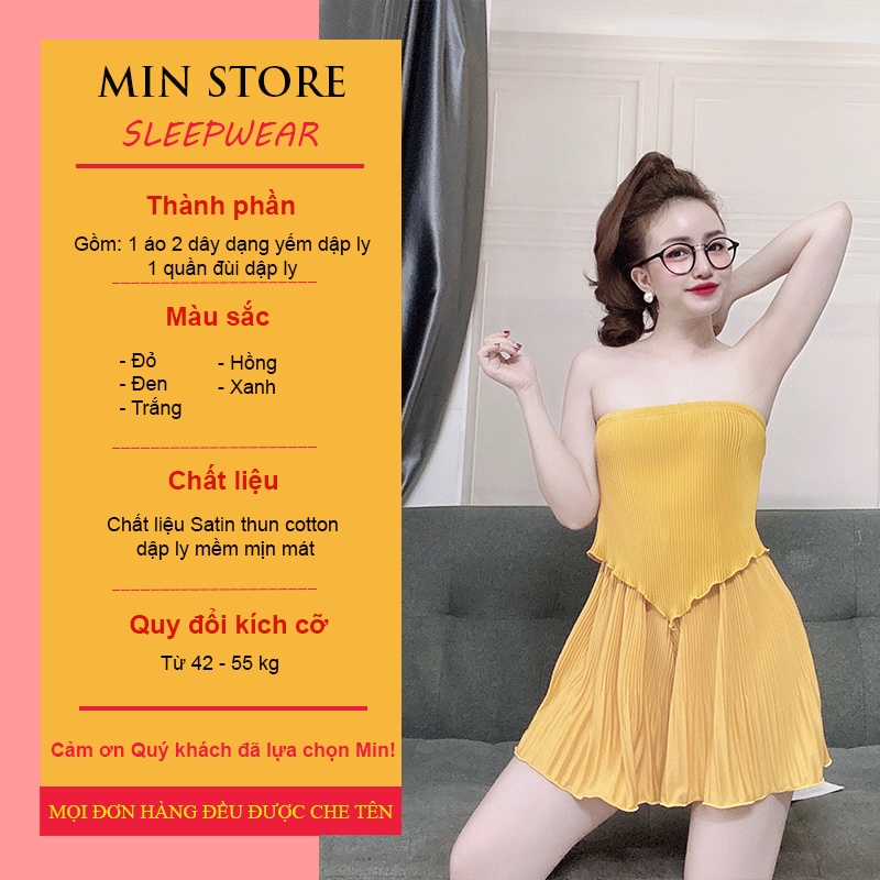 Váy ngủ sexy chất thun xếp ly cao cấp 2 dây gợi cảm MIN SHOP VN1002 | BigBuy360 - bigbuy360.vn