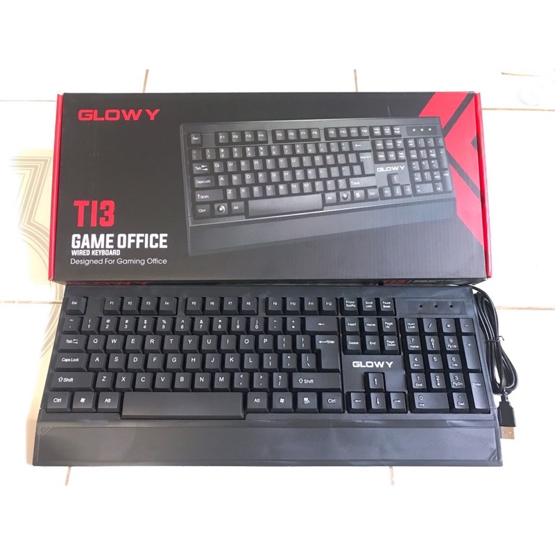 Combo bộ bàn phím chuột văn phòng Glowy T13 thiết kế đẹp mắt, hiện đại, phím nẩy, nhẹ nhàng, màu đen bắt mắt.