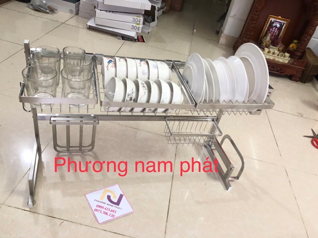 [GIÁ SỈ CHẠY SỐ LƯƠNG} KỆ 85CM Trắng Kệ Chén Đa Năng LEKUTE 100% INOX 304 ĐẶT TRÊN THÀNH CHẬU 2 HỘC THÔNG MINH TIỆN LỢI