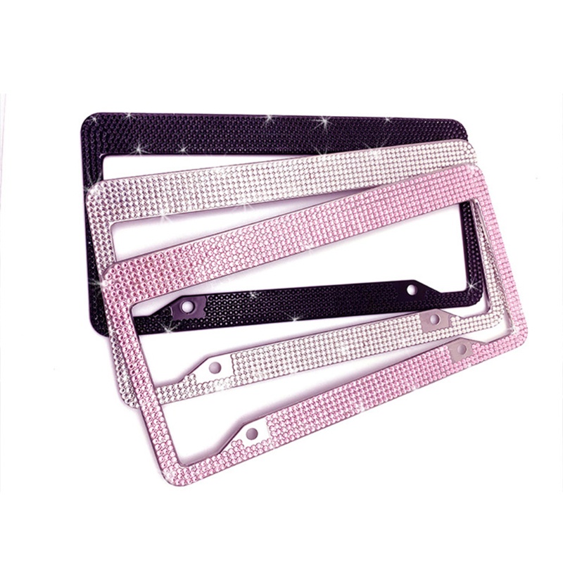 Khung Biển Số Xe 2 Lỗ Đính Đá Màu Hồng Sang Trọng