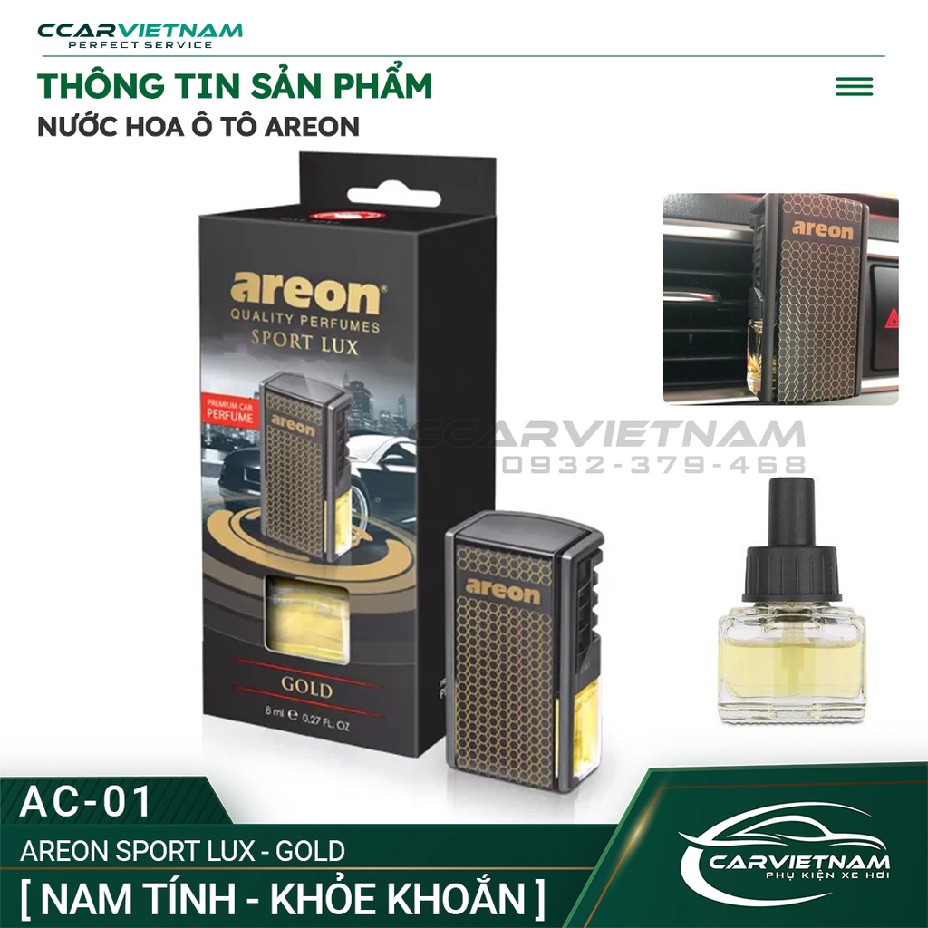 Nước Hoa Ô Tô Areon Cao Cấp Kẹp Cửa Gió Điều Hòa - Nước Hoa Khử Mùi Xe Hơi, Chống Say Xe