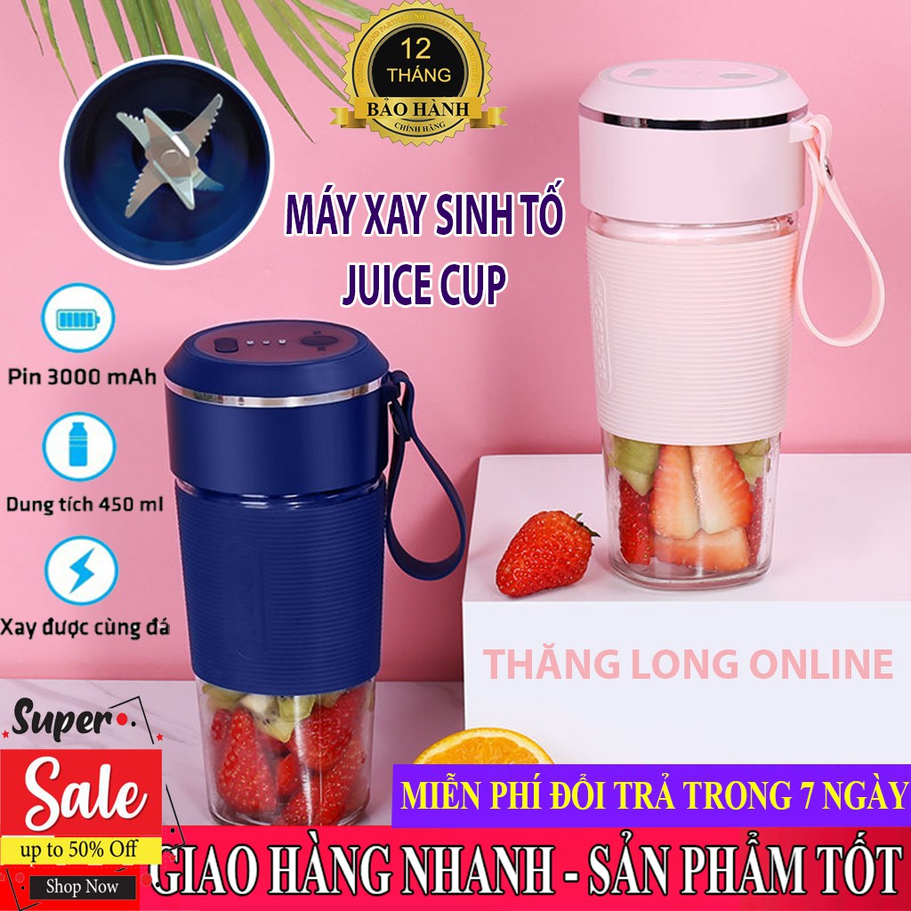 Máy Xay Sinh Tố Cầm Tay Mini Juice Cup 6 lưỡi, Dung Lượng Pin 3000mAh, Công Suất 50W - Bảo Hành 1 Đổi 1