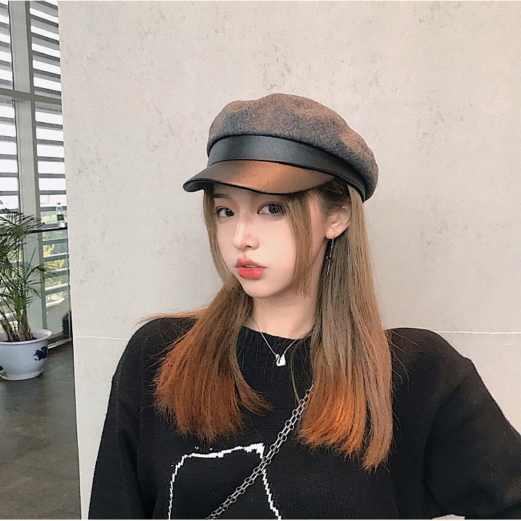 Mũ Beret Màu Sắc Tương Phản Phong Cách Hàn Quốc Dành Cho Nữ