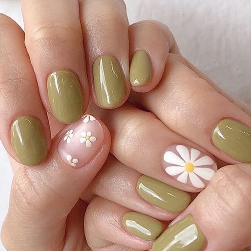 Nhãn Dán Trang Trí Móng Tay Họa Tiết Hoa Cúc 24 Kiểu Chống Nước Dạng Lột timetunnel