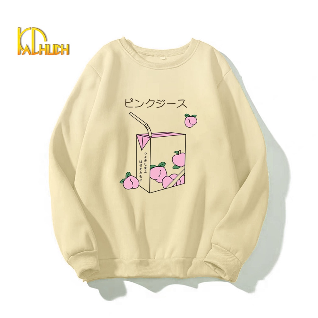ÁO SWEATER UNISEX [Nhiều màu sắc] FORM RỘNG IN HÌNH TRÀ ĐÀO SIÊU CUTE | BigBuy360 - bigbuy360.vn