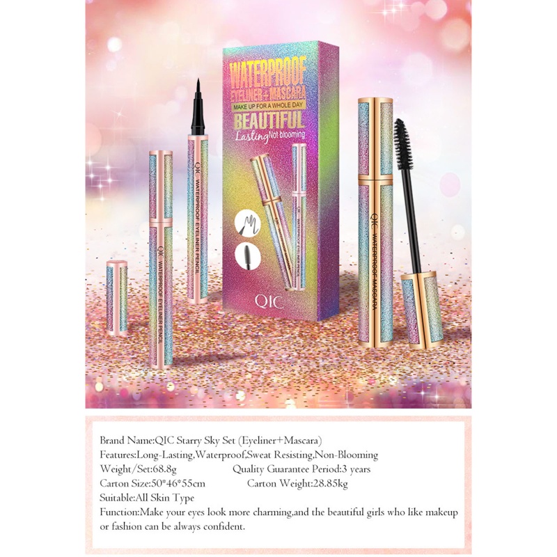 Set Bút Kẻ Mắt Dạng Lỏng + Mascara 4D Chống Nước Làm Dày Và Cong Mi Hiệu YOUYO