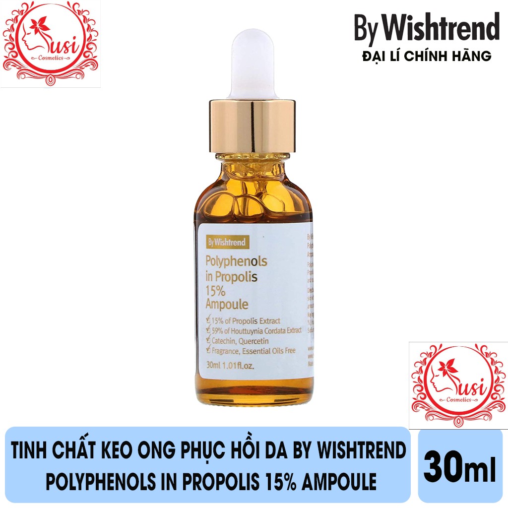 Tinh Chất Cấp Ẩm Làm Dịu Da Mụn Từ Rau Diếp Cá Và Keo Ong By Wishtrend Polyphenols In Propolis 15% Ampoule 30ml