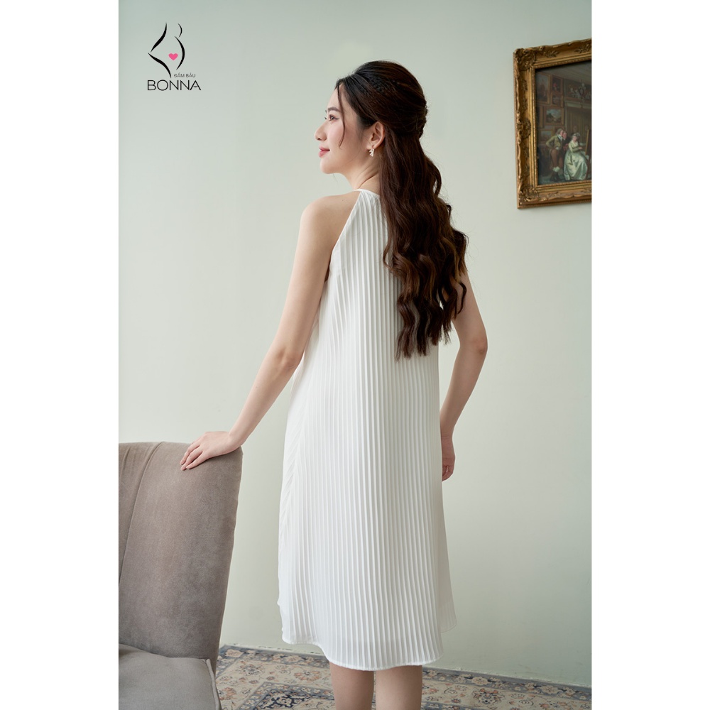 Váy bầu xinh BONNA chất liệu lụa dập li cao cấp, lót lụa mềm mại thoải mái, phù hợp làm váy bầu dự tiệc, du lịch V972